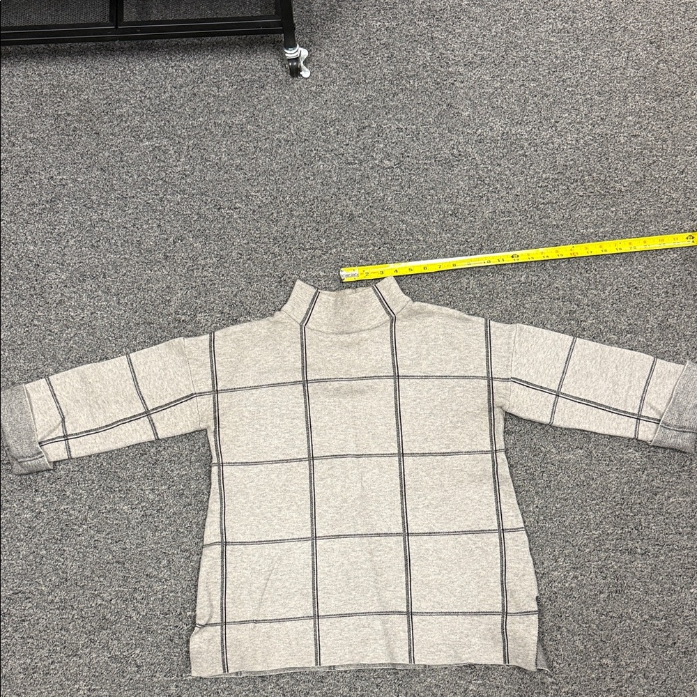 Tahari Cream Turtleneck Sweater with Black Windowpane
